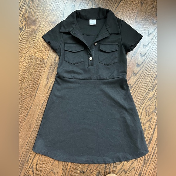 Black Buttoned A-Line Ponte Dress - Picture 1 of 4